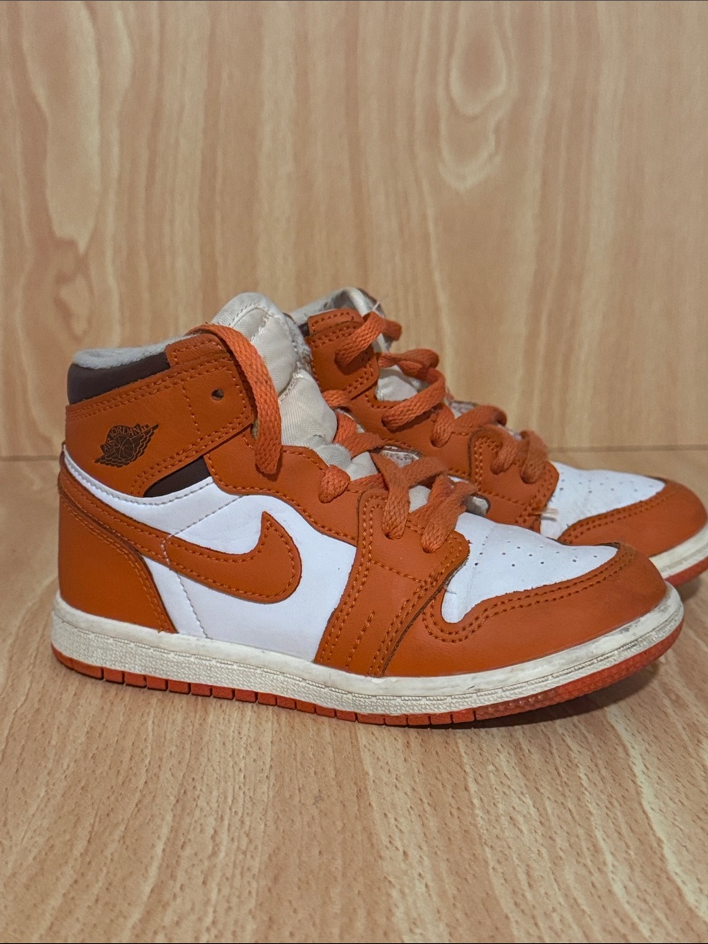 Jordan 1.  Kids Orange and White Sneakers -10c